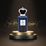 Dar Al Hae for Men bottle displayed on golden podium with glitter accents