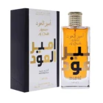 Ameer Al Oudh Intense Oud bottle beside its black and white box