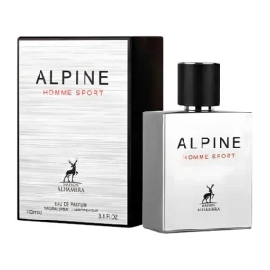 Maison Alhambra Alpine Homme Sport 100ml EDP bottle and silver box