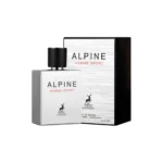Alpine Homme Sport bottle beside its silver and black box
