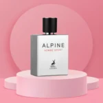 Alpine Homme Sport bottle displayed on pink podium backdrop